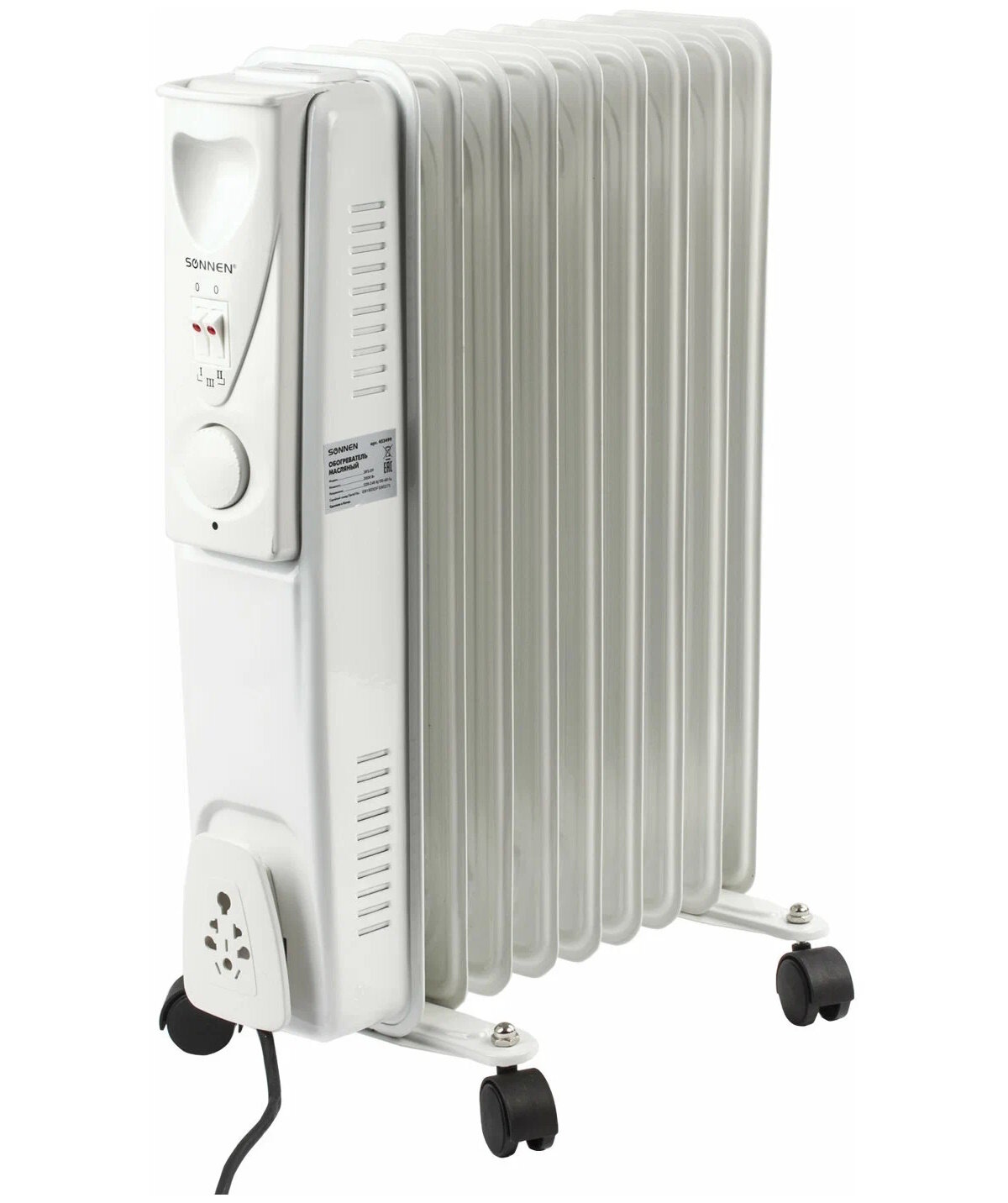 Обогреватель масляный SONNEN DFS-09 (453499) 2000 Вт 9 секций белый
