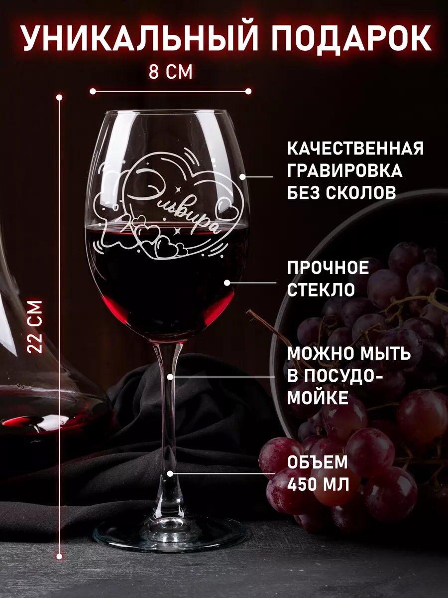 Именной бокал с гравировкой Эльвира — фото 1