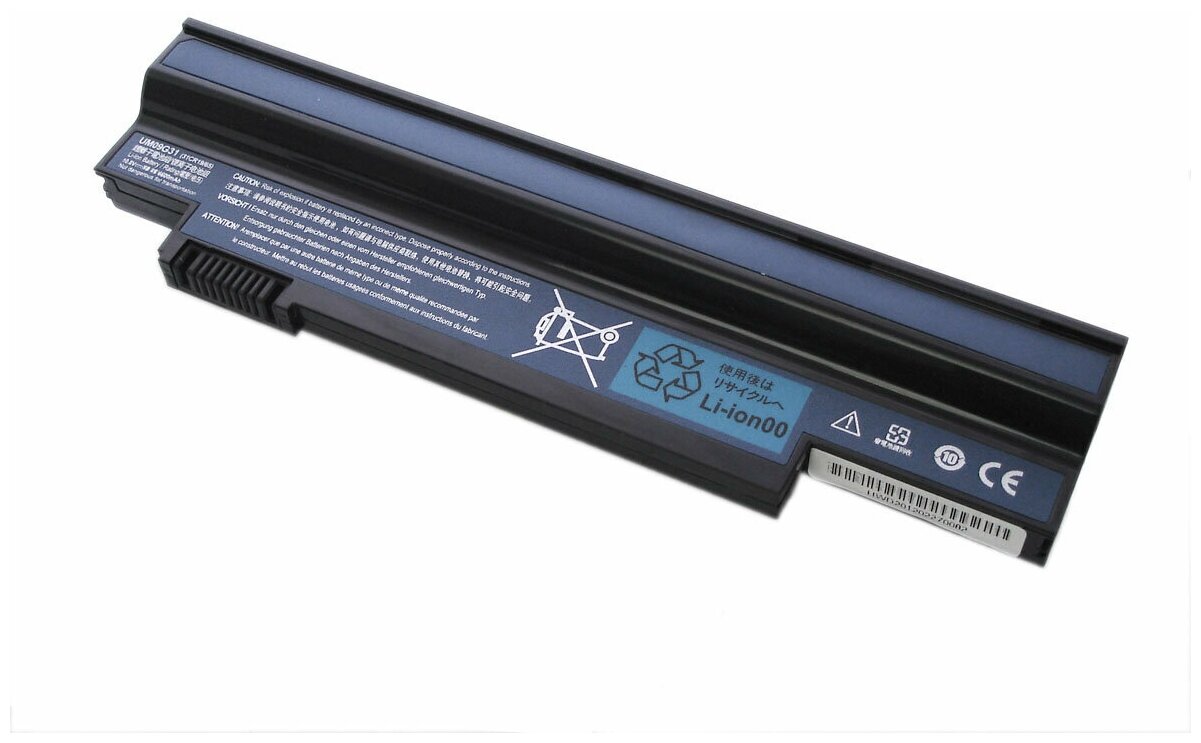 Аккумуляторная батарея для ноутбука Acer Aspire one 532h 533h eMachines350 10.8V 6600mah OEM черная