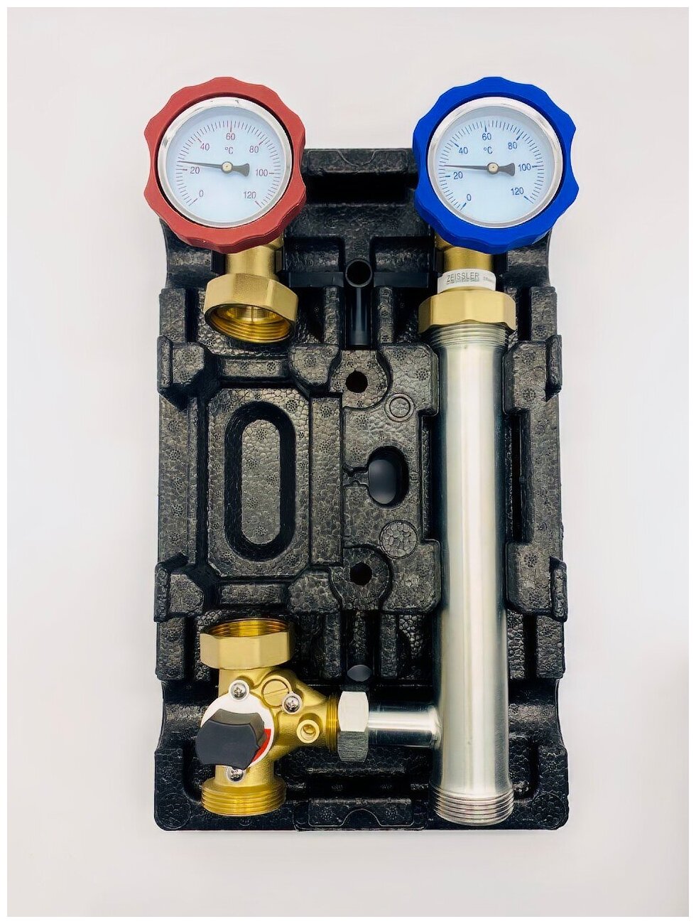 Насосная группа быстрого монтажа с трехходовым смесительным клапаном (подача слева) без насоса ZEISSLER арт. NG-MK-0101L