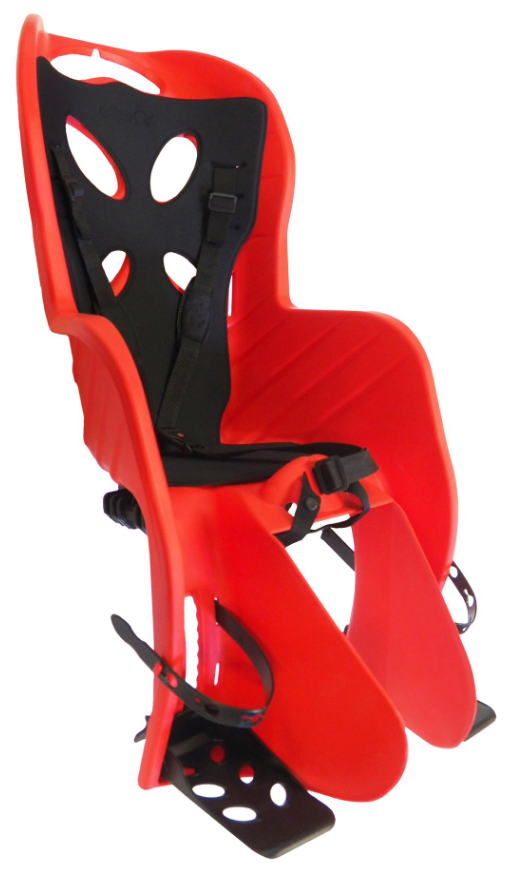 Детское велокресло NFUN CURIOSO DELUXE, на багажник, красное с черной вставкой, до 22кг, 01-100072