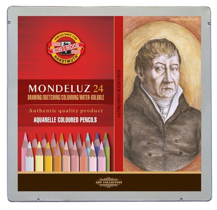 Карандаши акварельные Koh-I-Noor "Mondeluz Portrait 3724", 24цв, заточен., метал. пенал