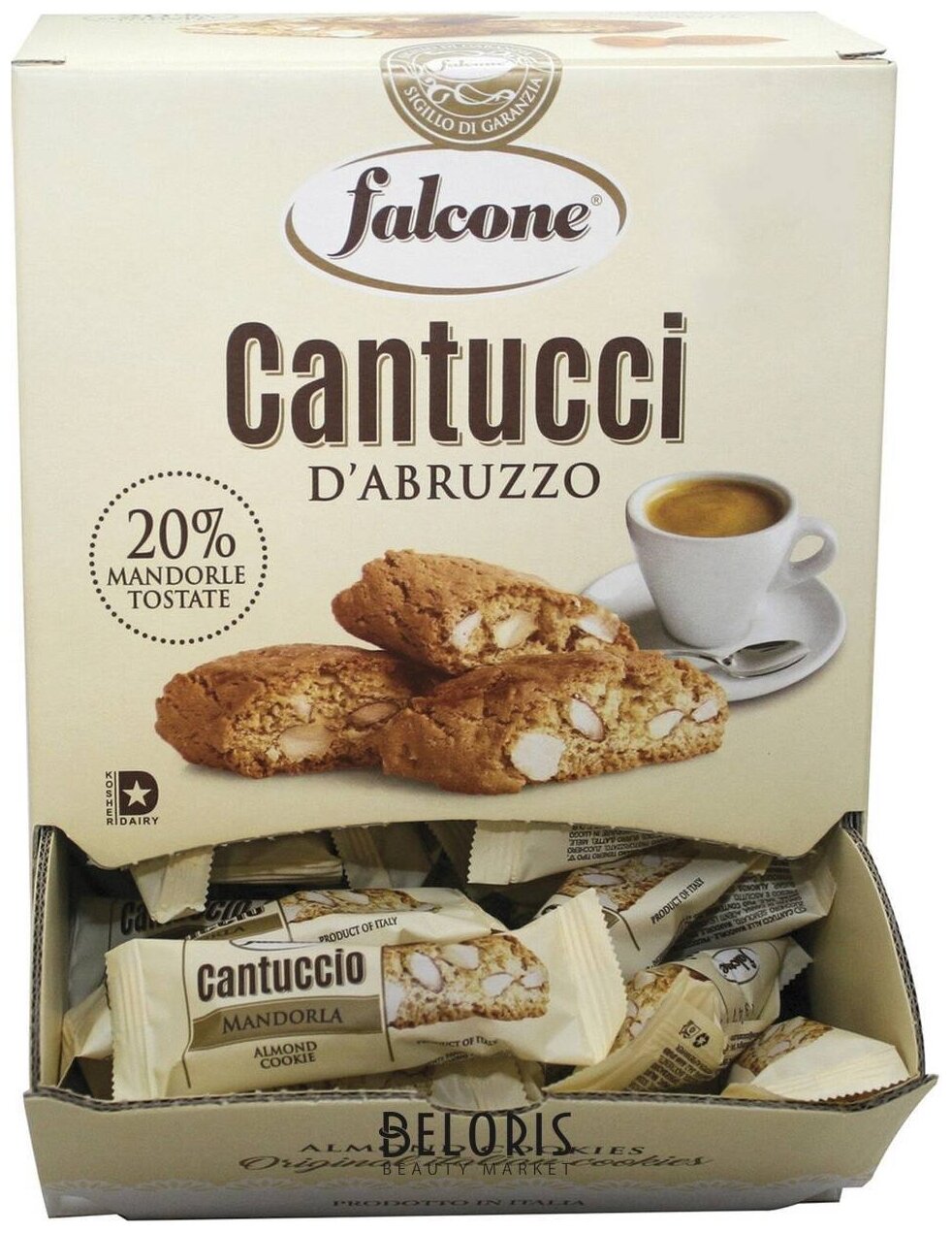 Печенье сахарное FALCONE Cantucci с миндалем, 1 кг (125 шт. по 8 г), в коробке Office-box 1 шт. - фотография № 1