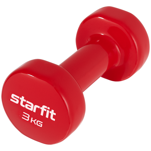 Гантель виниловая STARFIT Core DB-101 3 кг, красный гантель виниловая starfit core db 101 5 кг темно синий 2 шт