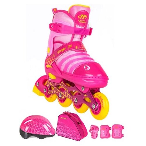фото Maya set н-р (коньки защита, шлем ) р.30-33 s - розовые techteam