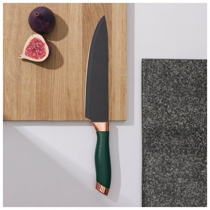 Нож Доляна «Эсмиральда», шеф, лезвие 20 см, цвет зелёный - фотография № 1