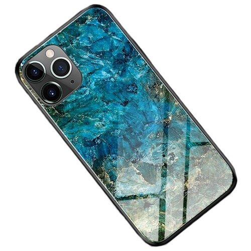 фото Ультра-тонкий силиконовый чехол-бампер mypads для iphone 12 mini (5.4) с закаленным стеклом на заднюю крышку телефона тематика изумрудный мрамор