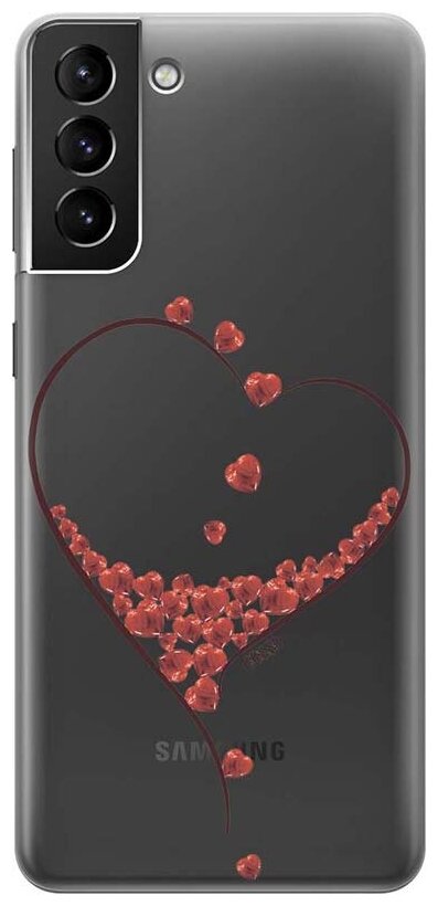 Ультратонкий силиконовый чехол-накладка ClearView 3D для Samsung Galaxy S21+ с принтом "Little hearts"
