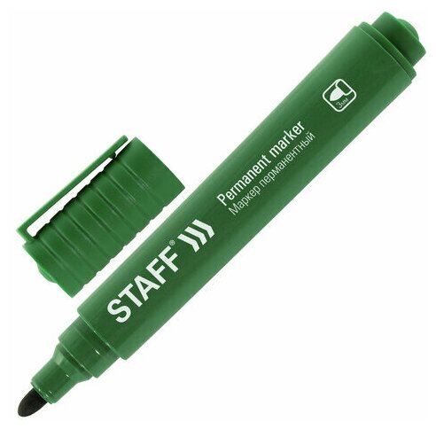 Маркер перманентный STAFF "Basic Budget PM-125", зеленый, круглый наконечник 3 мм, 152177 12 шт