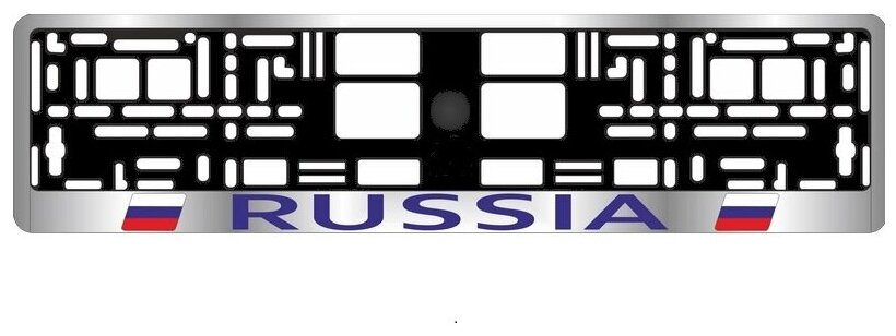 Рамка под номерной знакRussia (хром синий) AVS RN-02