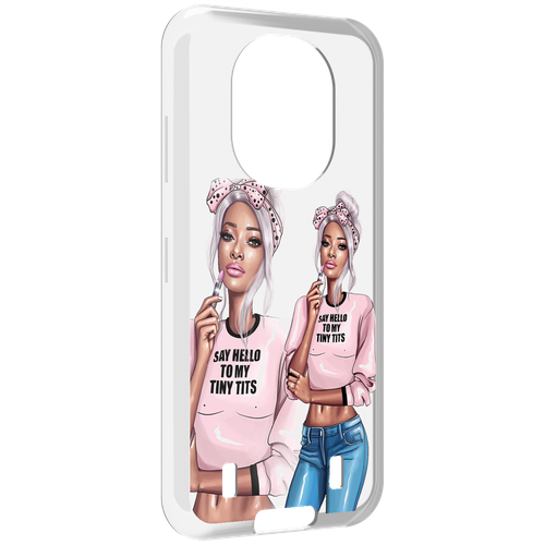 Чехол MyPads Девушка-в-розовой-футболке женский для Oukitel WP16 задняя-панель-накладка-бампер