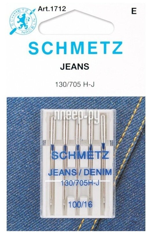Игла/иглы Schmetz Jeans 130/705 Н-J 100/16 серебристый - фотография № 4