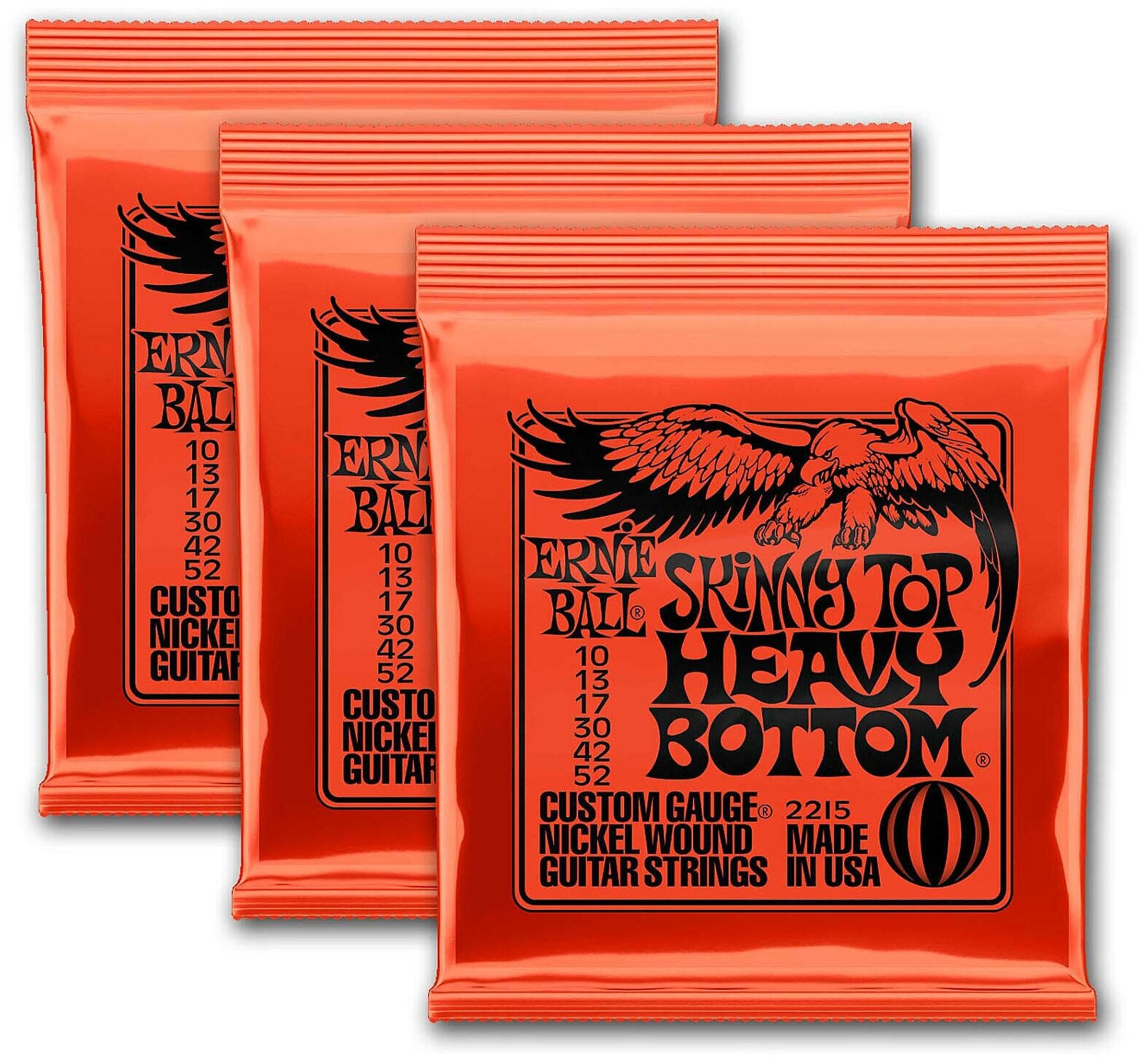 Струны для Электрогитары 10-52 Ernie Ball 3215 Top Heavy Bottom 3 комплекта 2215