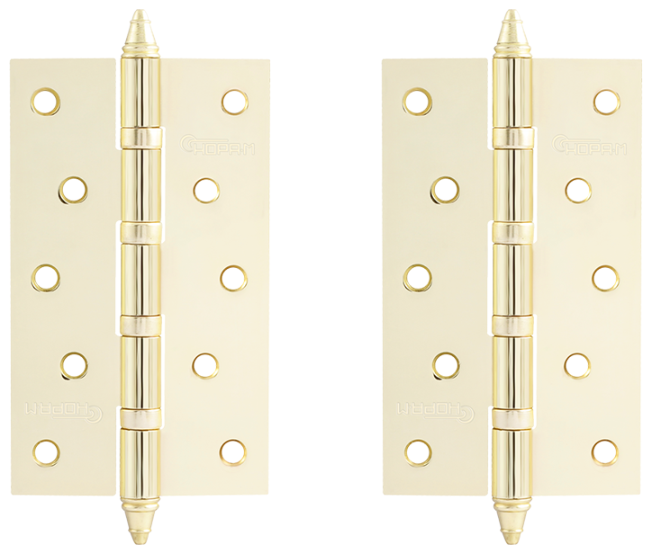 Петли дверные 2 шт. Нора-М 5"-4ВВ универсальные (125х75х2,5) - Золото
