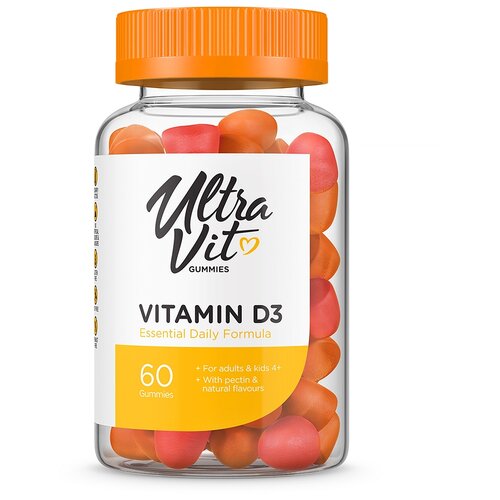 UltraVit Gummies Vitamin D3 пастилки, 60 шт., персик