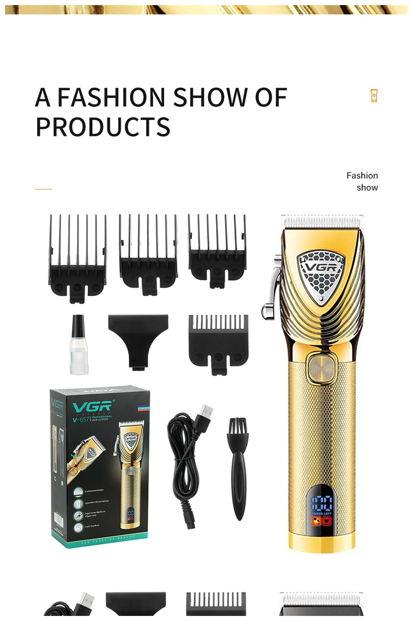 Профессиональная машинка для стрижки волос, бороды и усов VGR V-657 - фотография № 4