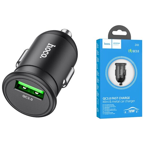 Автомобильное зарядное устройство USB HOCO Z43 Mighty single port QC3.0 car charger черный