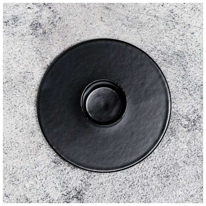 Подсвечник металл на 1 свечу "Круг", 3х7 см, черный муар 1595957