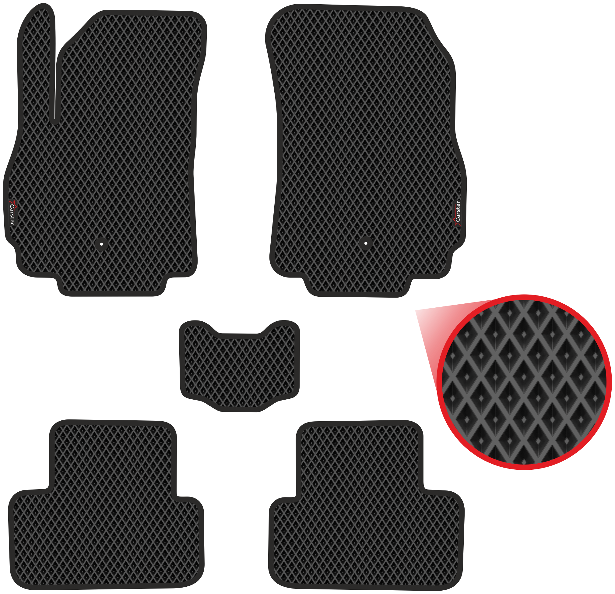 Автомобильные коврики EVA для Chevrolet Orlando (2010-2015) чёрные с чёрным кантом ячейка - ромб