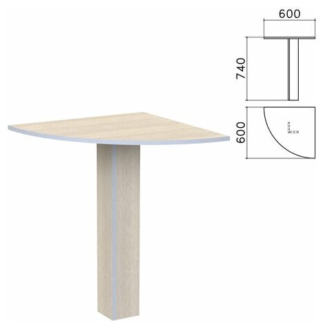 Стол приставной угловой "Бюджет" 600х600х740 мм дуб шамони светлый 402664-430