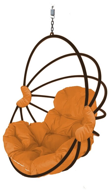 Подвесное кресло веер разборный коричневое (без стойки), оранжевая подушка