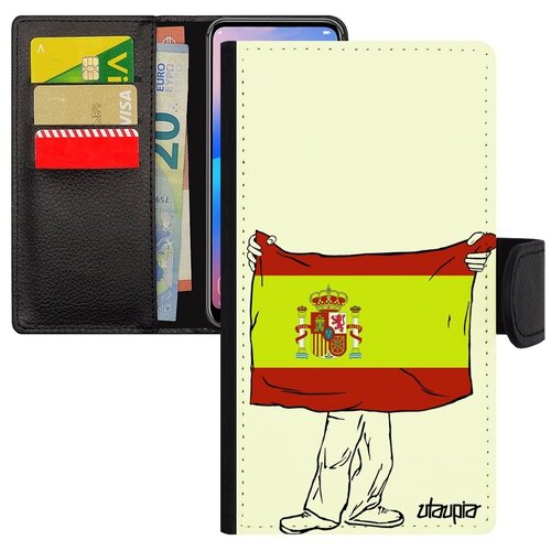 фото Стильный чехол книжка на мобильный // xiaomi redmi note 6 pro // "флаг испании с руками" государственный страна, utaupia, белый