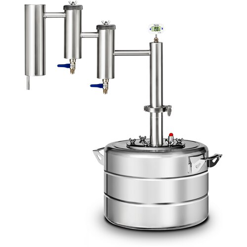 Самогонный аппарат Феникс Локомотив с двумя разборными сухопарниками диаметр горловины 11 см 15 л серебристый 915000₽