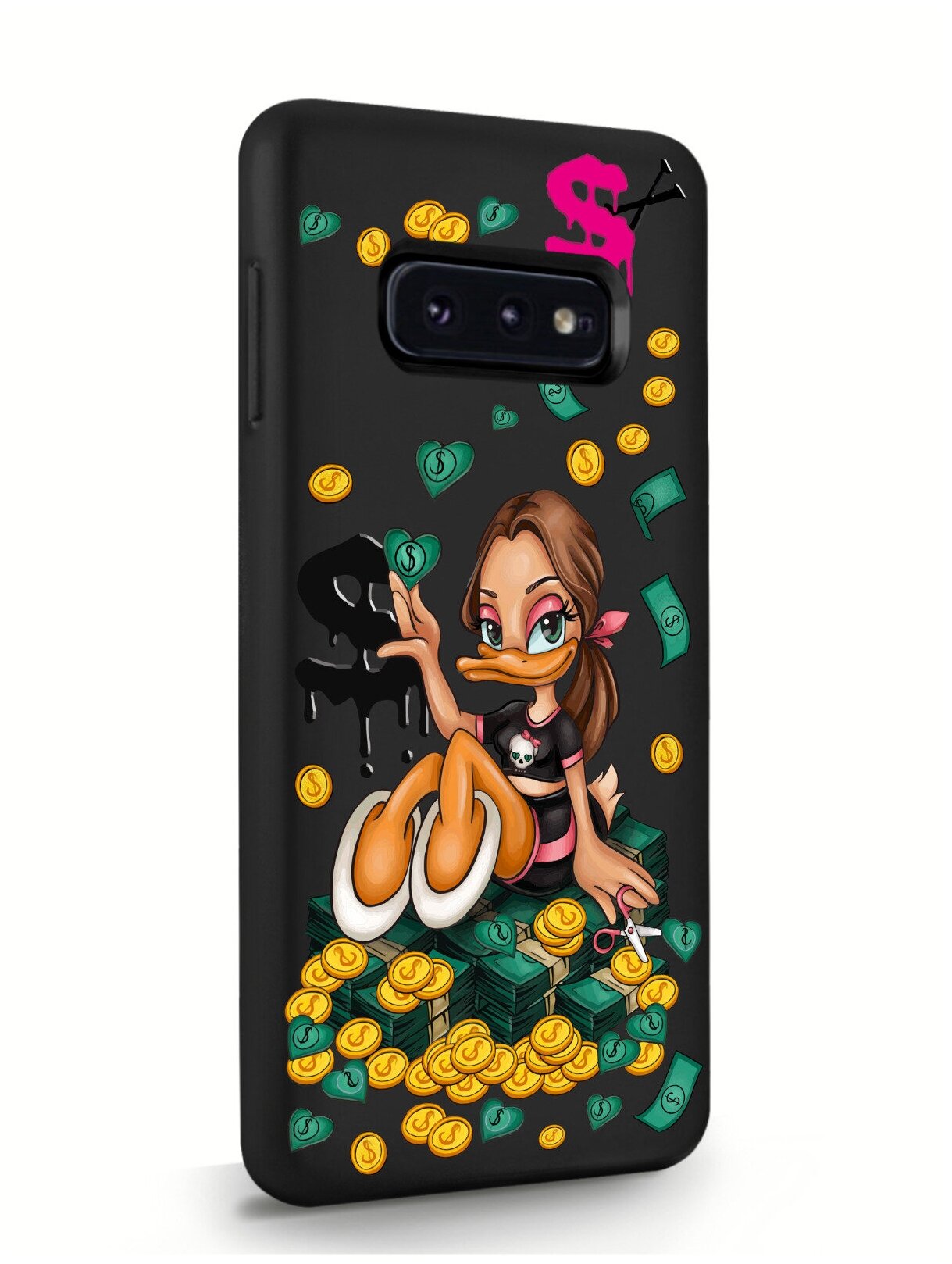 Черный силиконовый чехол MustHaveCase для Samsung Galaxy S10E Уточка Девочка для Самсунг Галакси С10Е Противоударный