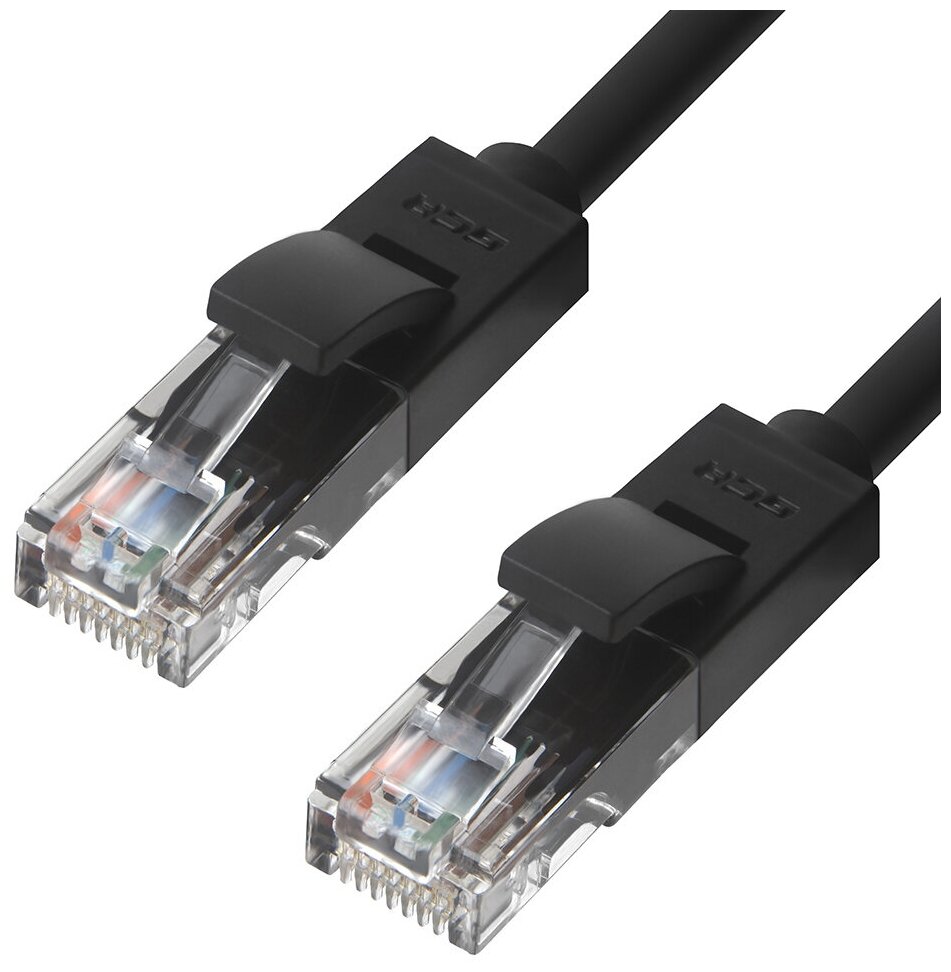 Кабель LAN для подключения интернета GCR cat5e RJ45 UTP 1.5м патч-корд patch cord шнур провод для роутер smart TV ПК черный литой