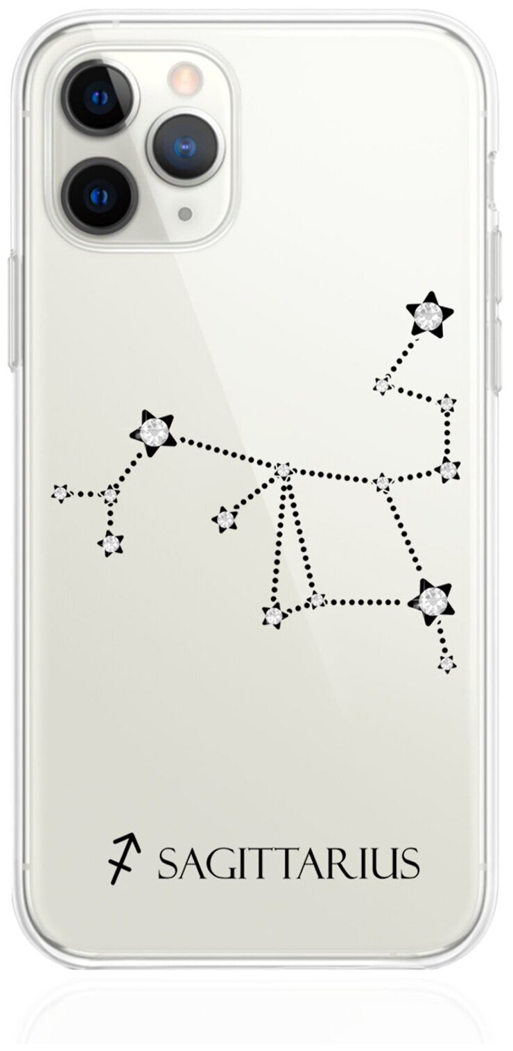Прозрачный силиконовый чехол с кристаллами Lux для iPhone 11 Pro Знак зодиака Стрелец Sagittarius для Айфон 11 Про
