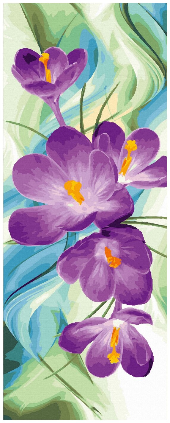 Картина по номерам Панно цветной холст Molly 35х90 см Фиолетовый крокус (32 цвета)