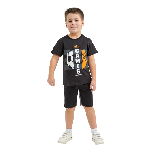 Комплект (футболка/шорты) для мальчика, цвет чёрный, рост 104