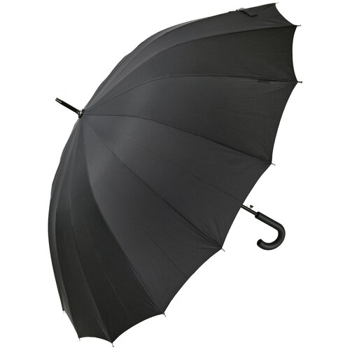 Большой мужской зонт трость, диаметр купола 130см, 16 спиц, черный Popular