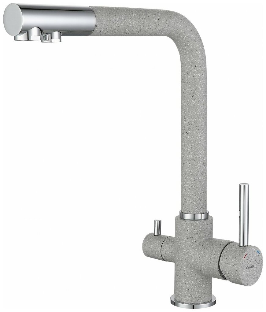 Смеситель для кухни с краном питьевой воды D-35мм 3611 серый, GRANFEST