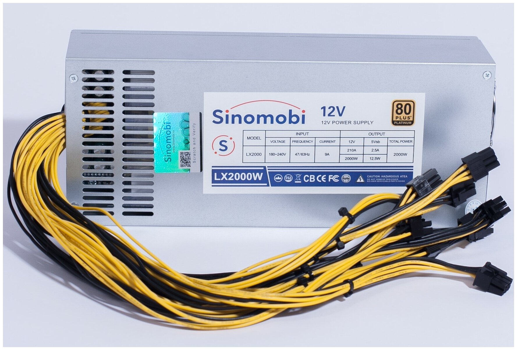 Блок питания для асика LX 2000W Sinomobi для майнинга Antminer Bitmain S9 T9 L3 Avalon и другие майнеры