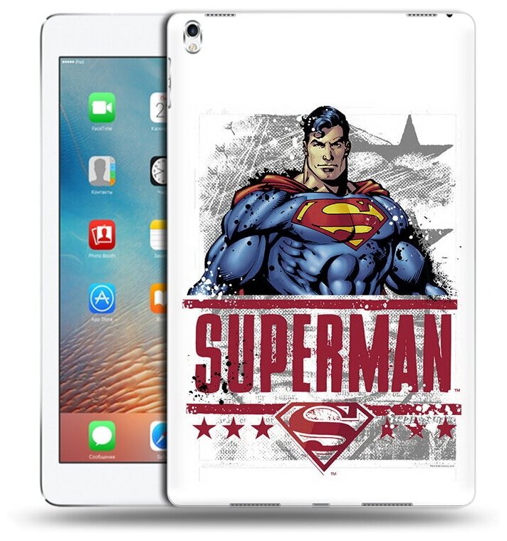 Чехол задняя-панель-накладка-бампер MyPads рисунок супермен для iPad Pro 12.9 2015 (A1584/A1652)/iPad Pro 12.9 2017 (A1671/A1670) противоударный