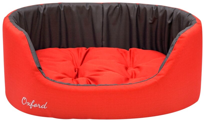 Лежанка «Oxford», №2 с подушкой, двухсторонняя, овальная, 49*33*17см красный/серый 758221 - фотография № 1