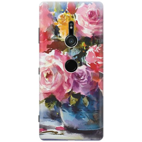 фото Re:pa накладка transparent для sony xperia xz3 с принтом "акварельный букет цветов"