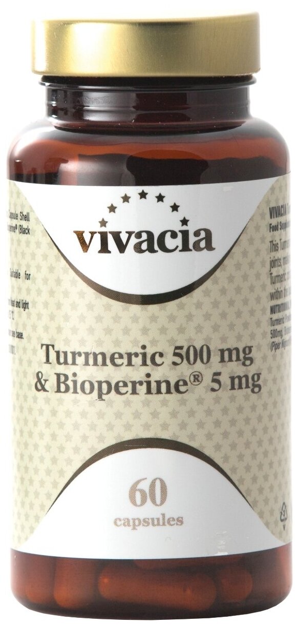 Vivacia Turmeric & Bioperine капс., 500 мг+5 мг, 60 шт.