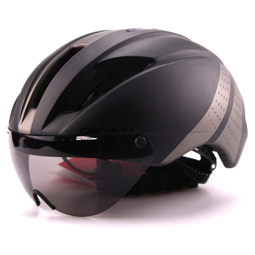 Шлем велосипедный с визором (серый)
