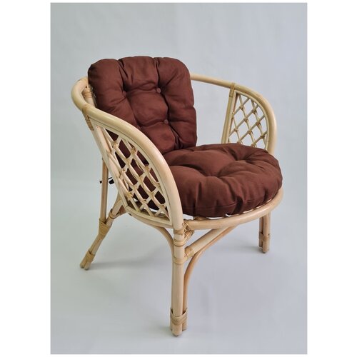Кресло из натурального ротанга с кофейной подушкой Багама, цвет натуральный