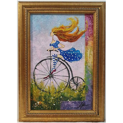 Картина маслом на двп Стильные, оформлено в рамку 38х28см.