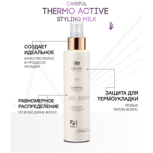 Термозащитное Молочко (спрей) Greymy Careful Thermo Active Styling Milk спрей для укладки волос феном bulbs