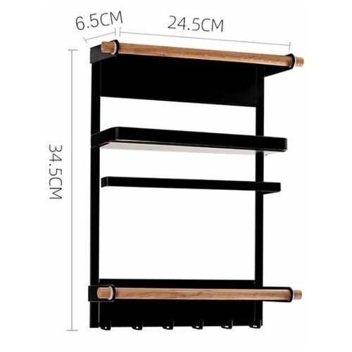 Магнитная полка для кухни 6.5х24.5х34.5 см (цвет черный)