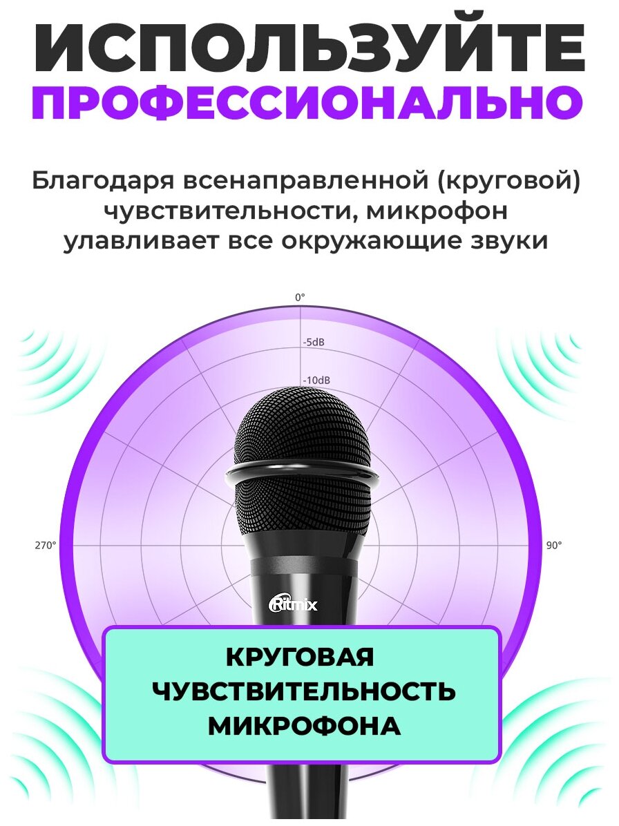 Микрофоны Poly Ritmix RDM-120 black usb-микрофон