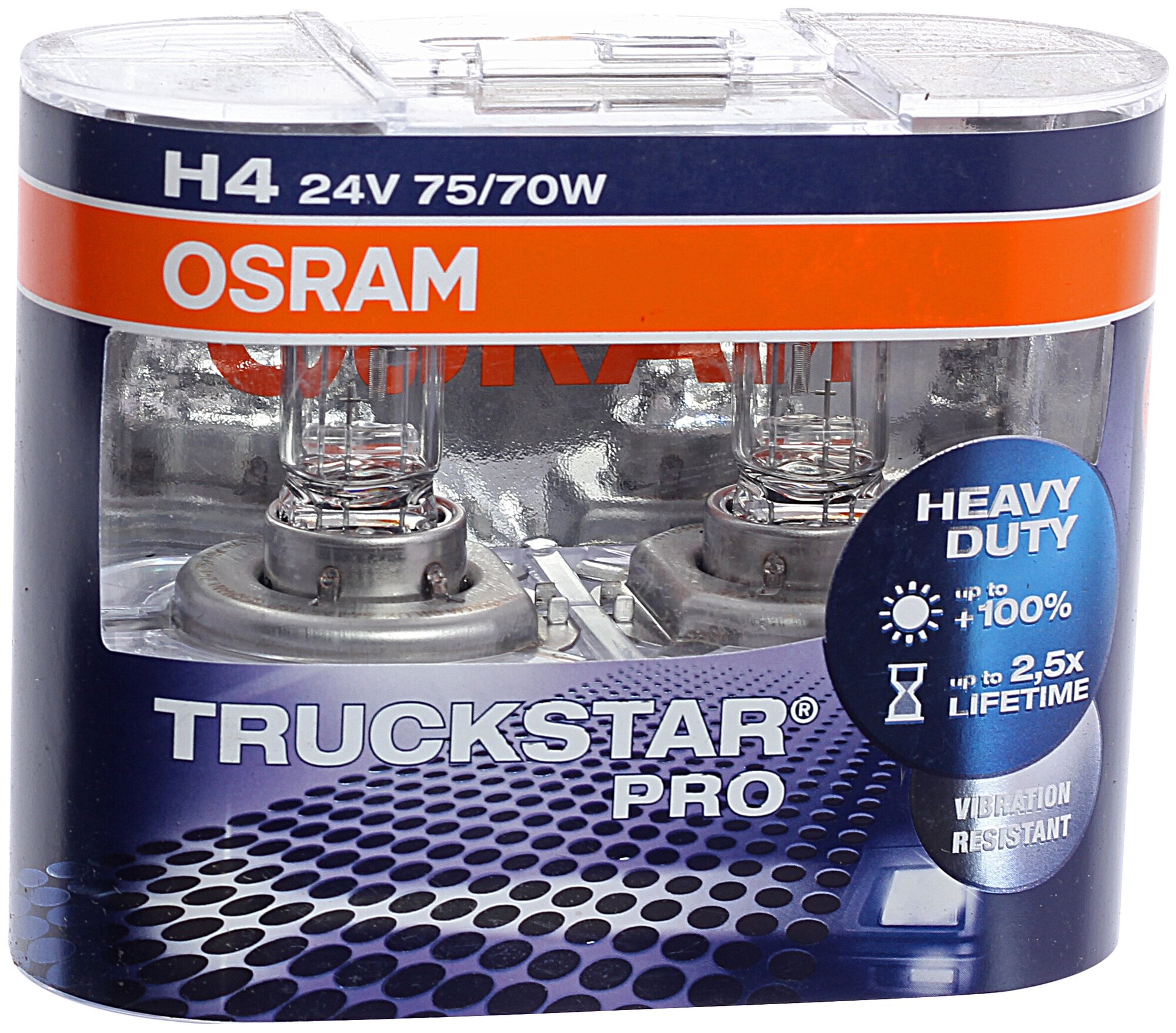 OSRAM H4 24V- 75/70W (P43t) (вибростойкая+увелич.срок службы) Truckstar Pro 2шт - фото №1