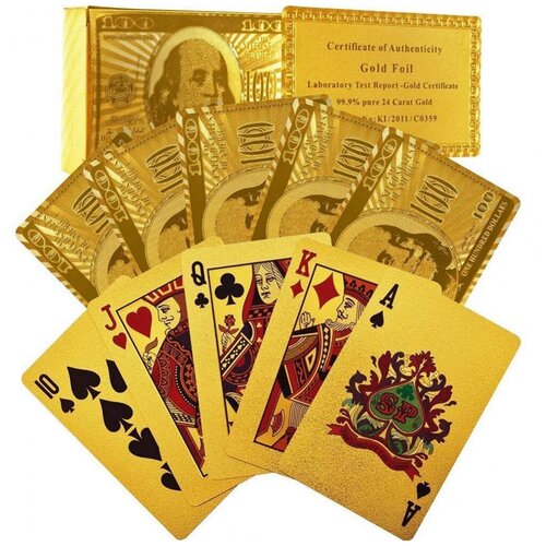 Карты игральные для покера Miland Блеск. 54 шт, золотые