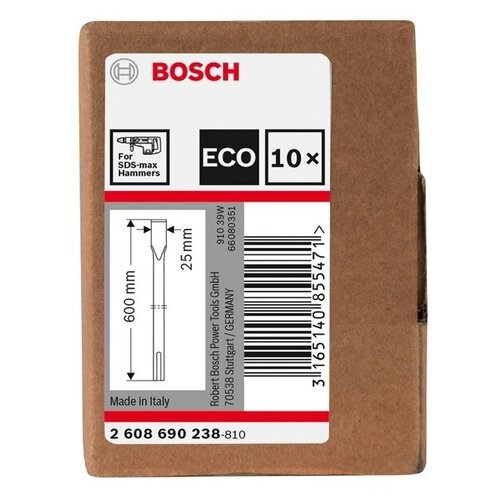 Зубило плоское (600 мм; 10 шт.) Bosch 2608690238 зубило плоское bosch 2608690237 eco sds max 25x400мм 10 шт