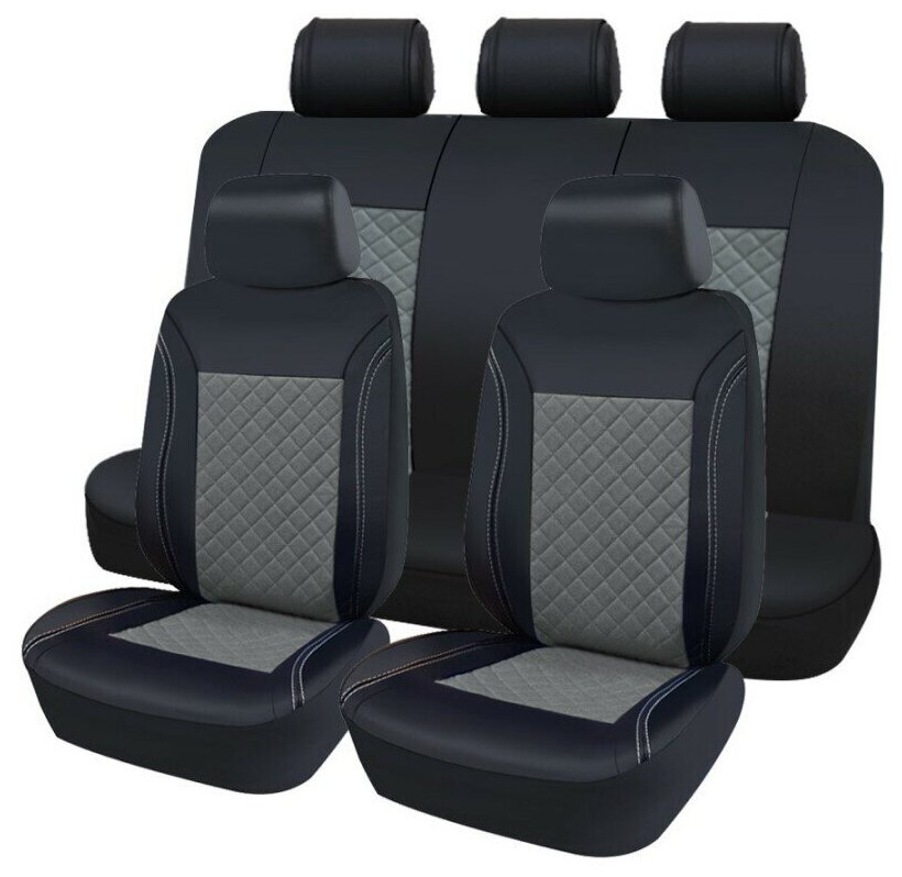 Чехлы для автомобильных сидений универсальные / Комплект чехлов из экокожи / Авточехлы на сиденья "автокот"