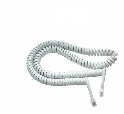 фото Шнур телефонный Rexant, витой трубочный, белый (провод 7 м) {18-2071}
